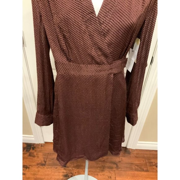 Equipment Maroon Allaire Textured Silk Long Sleeve Wrap Dress, Size 4 NWT - Picture 4 of 10